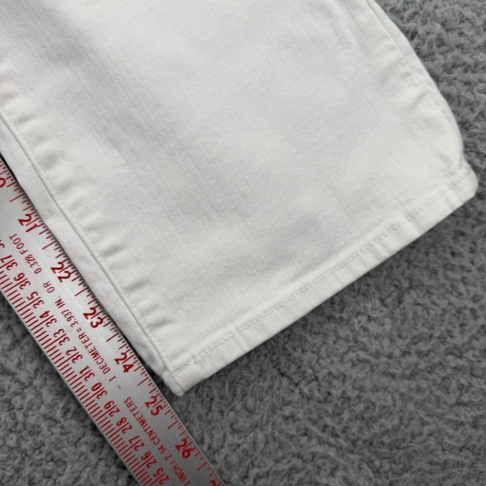 Tory Burch Womens White Cropped Jeans Straight Leg Logo Pockets Size 29